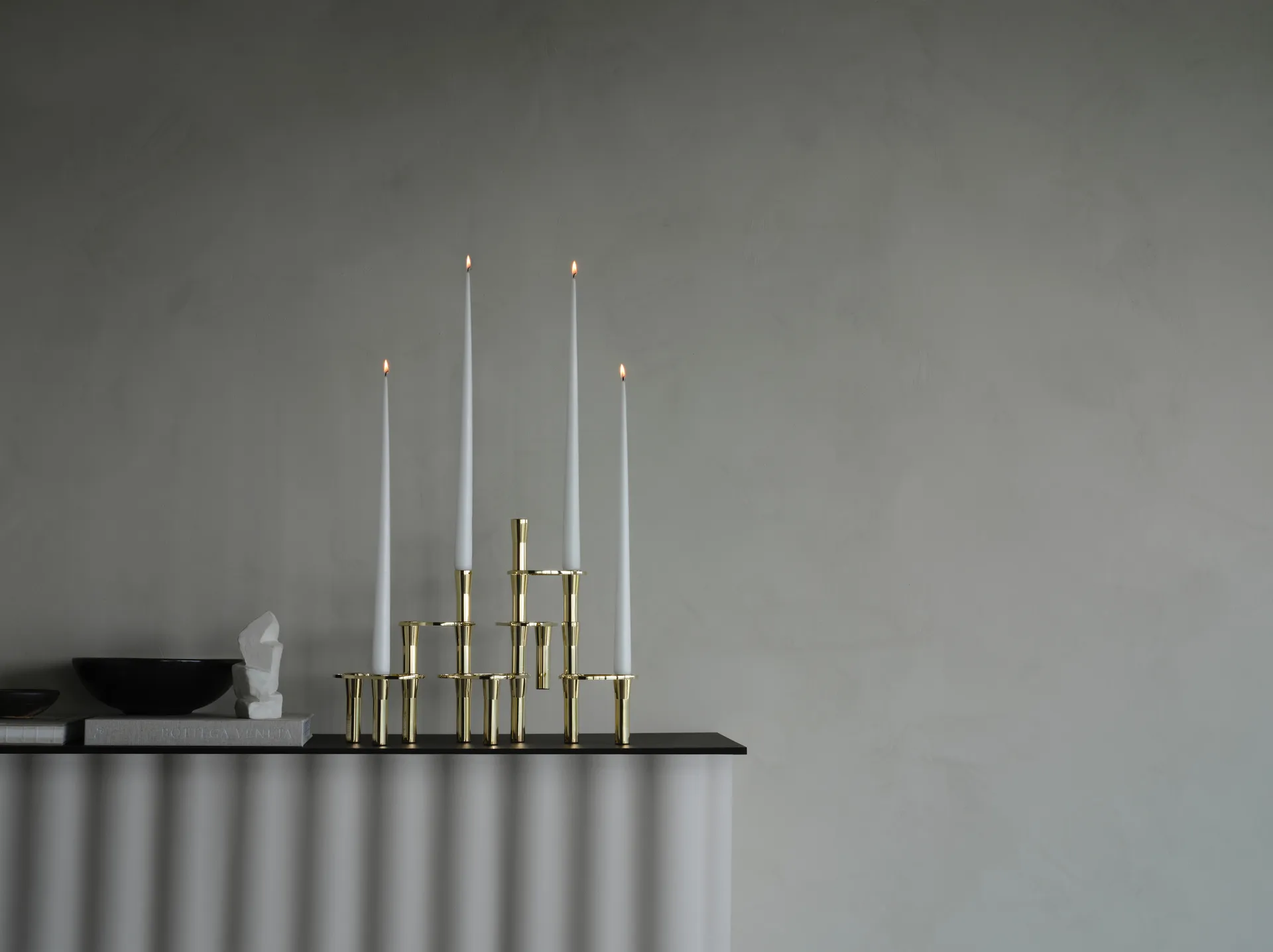 Lind Curve combinable candle sticks 24K gold plated, Triple LIND DNA