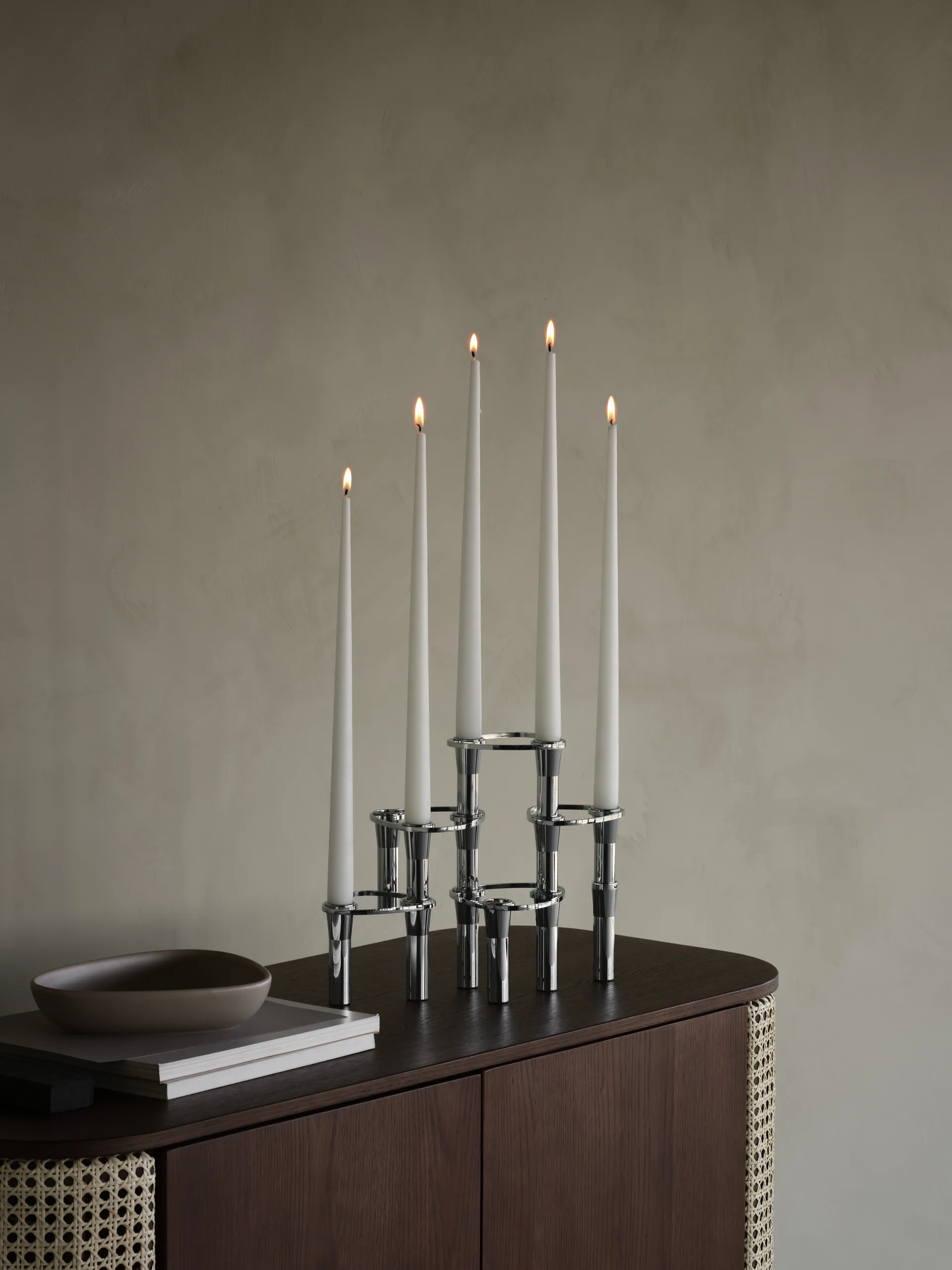 Lind Curve combinable candle sticks chrome, Triple LIND DNA