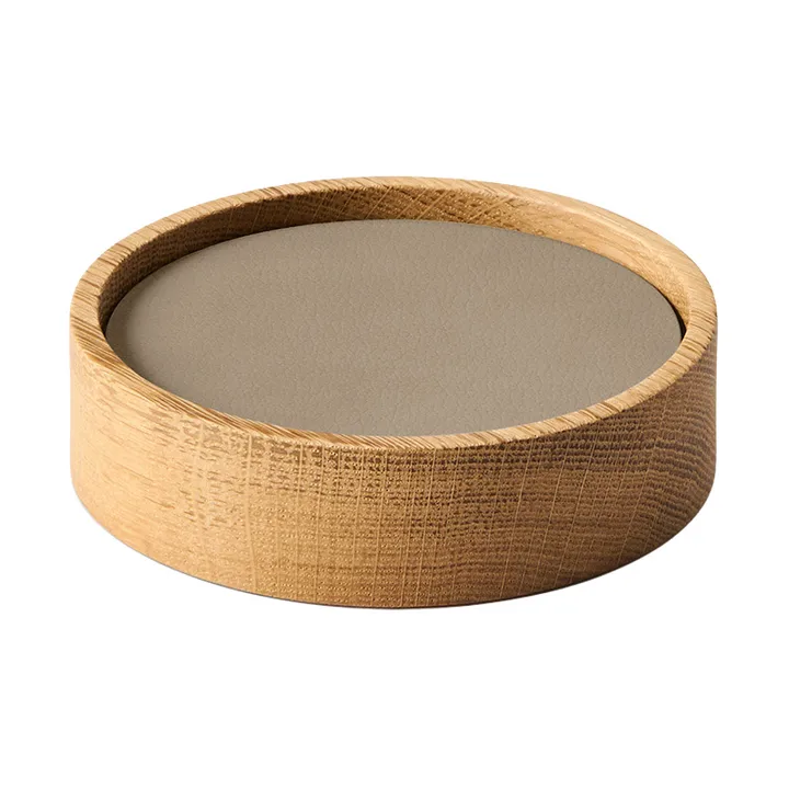 Wood Box coaster set - Nature-oak, circle, S, Nupo clay brown, 9 pieces - LIND DNA