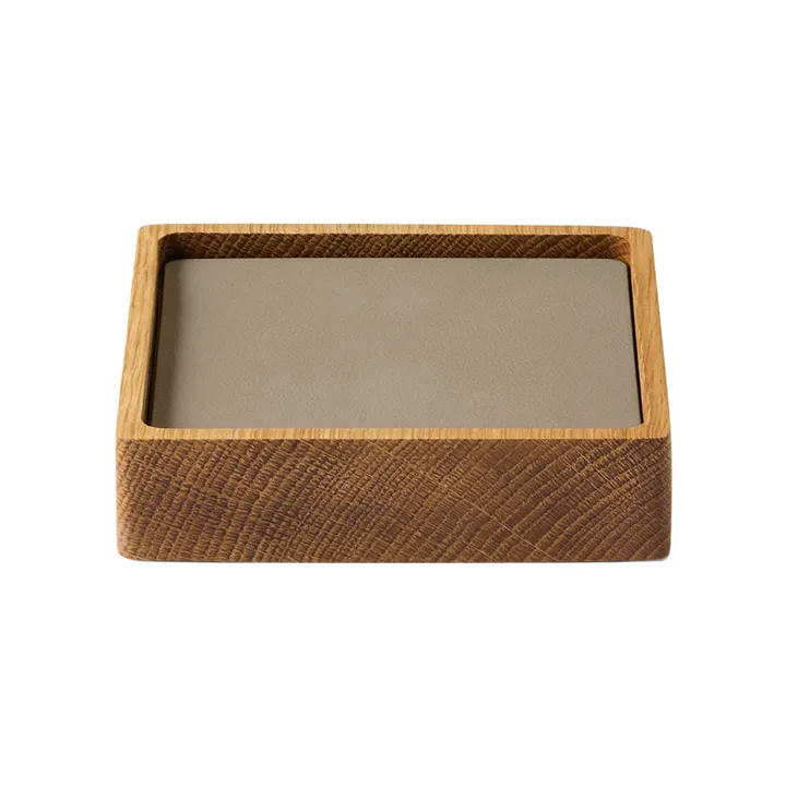 Wood Box coaster set - Nature-oak, square, S, Nupo clay brown, 9 pieces - LIND DNA