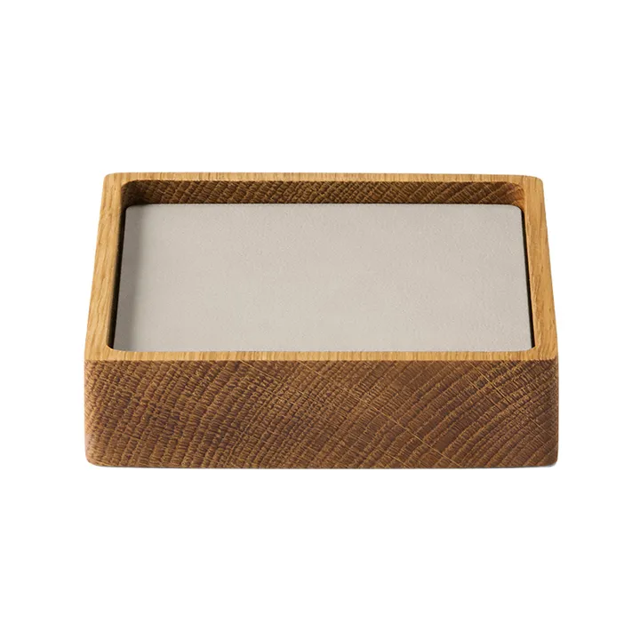 Wood Box coaster set - Nature-oak, square, S, Nupo oyster white, 9 pieces - LIND DNA