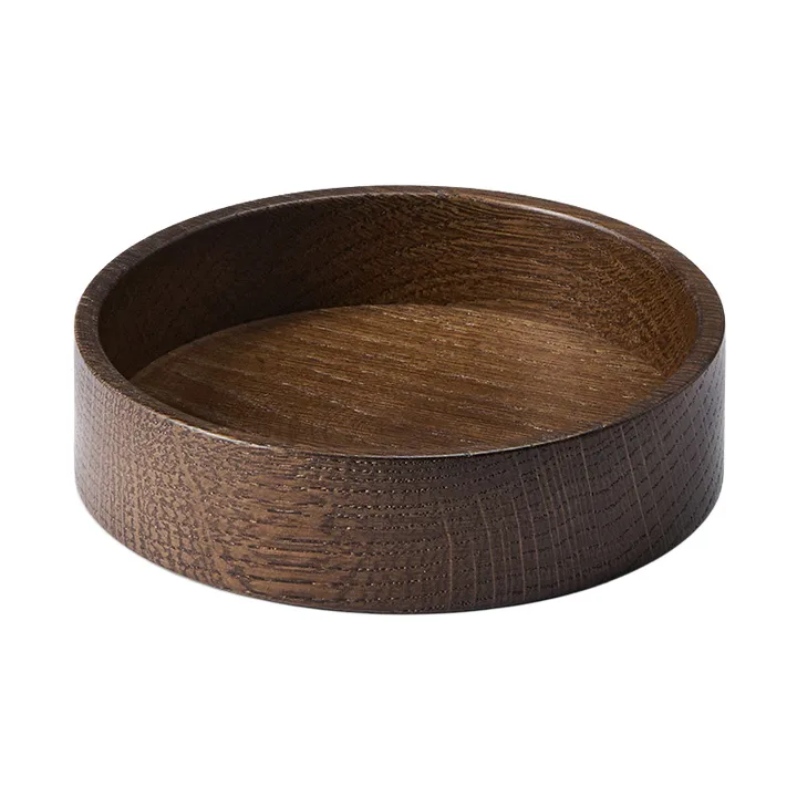 Wood Box storage for coasters - Smoked oak, circle, S - LIND DNA