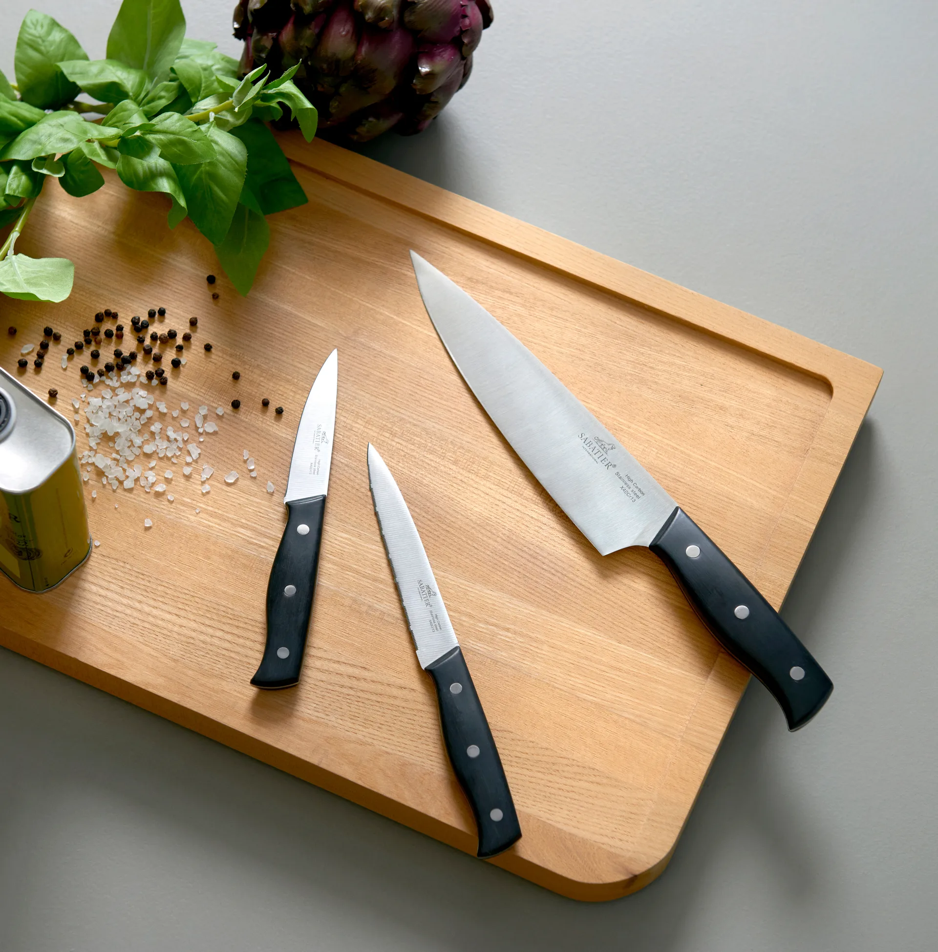 Lion Sabatier Austral knife set 3 pieces, Steel-black Lion Sabatier