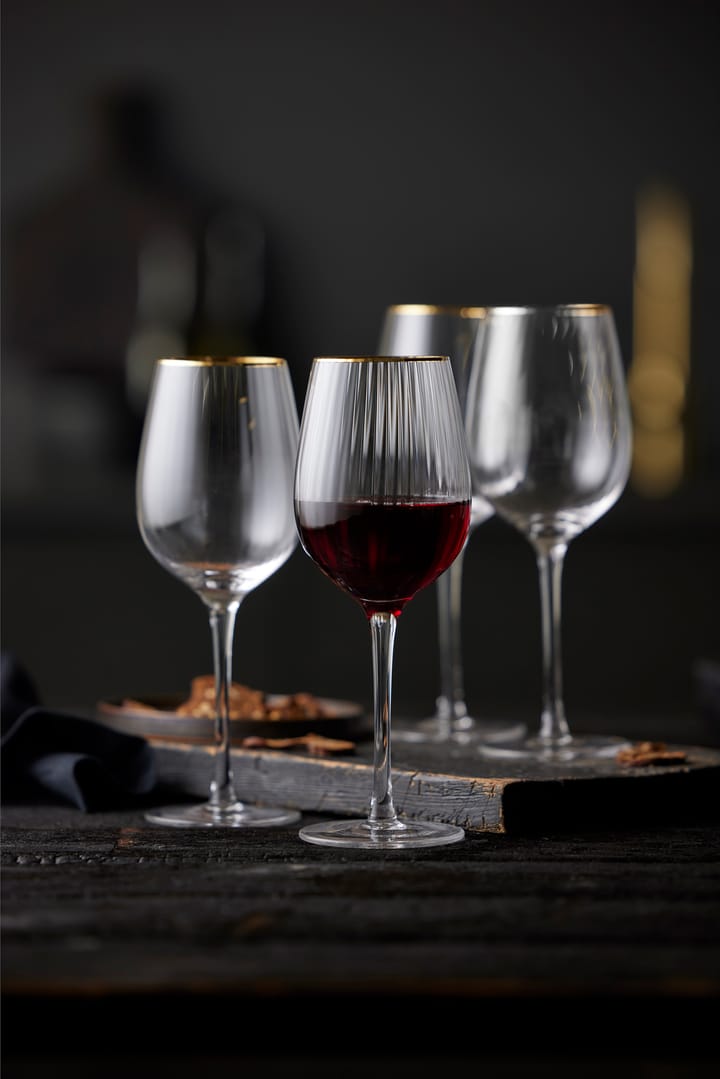 Palermo Gold red wine glass 40 cl 4-pack, Clear-gold Lyngby Glas