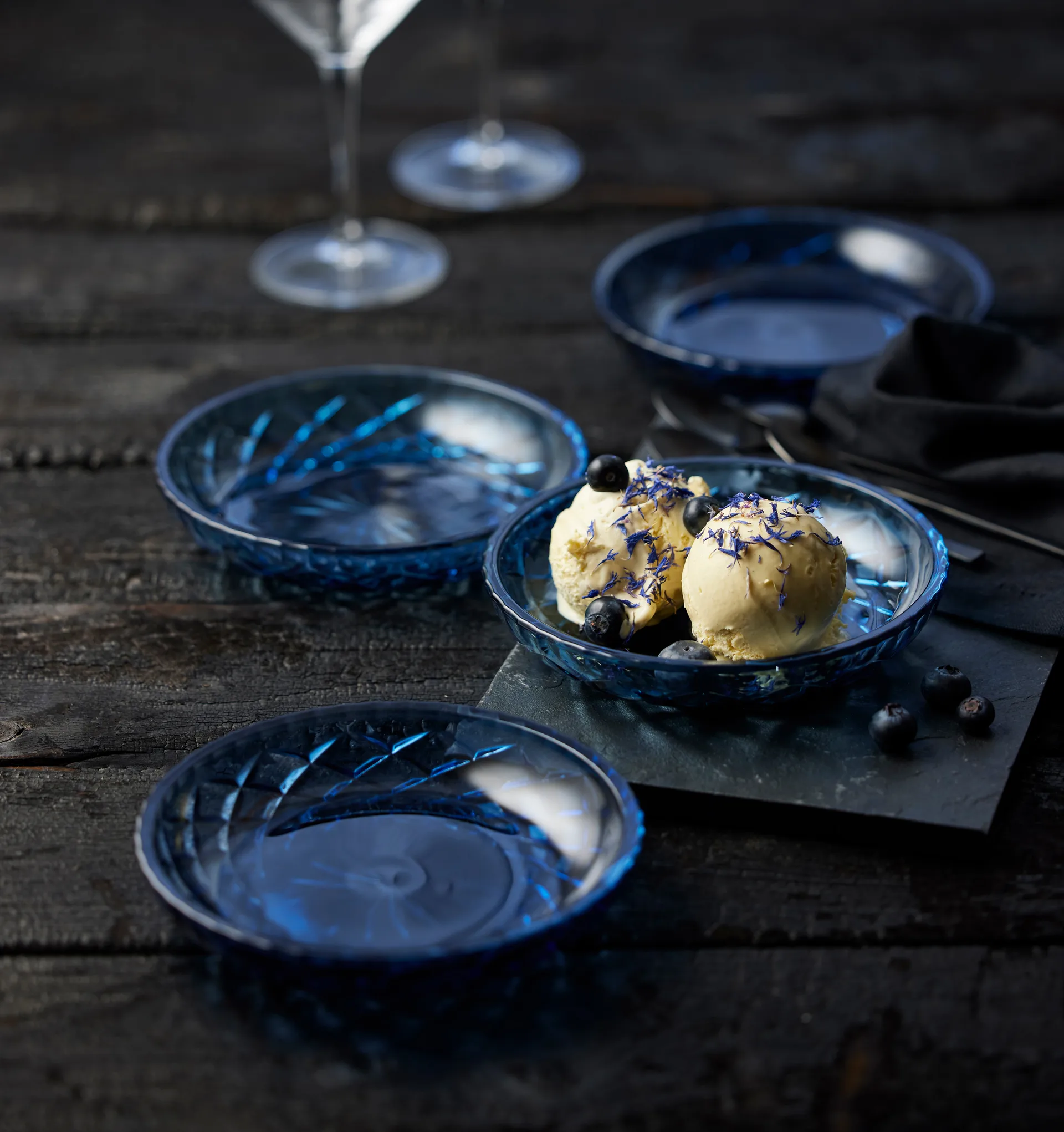 Sorrento small plate Ø16 cm 4-pack, Blue Lyngby Glas