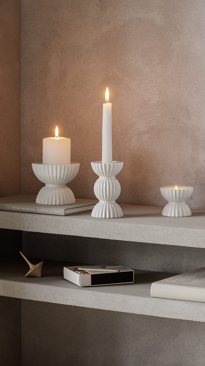 Lyngby Tura tealight holder Ø8 cm, White Lyngby Porcelæn