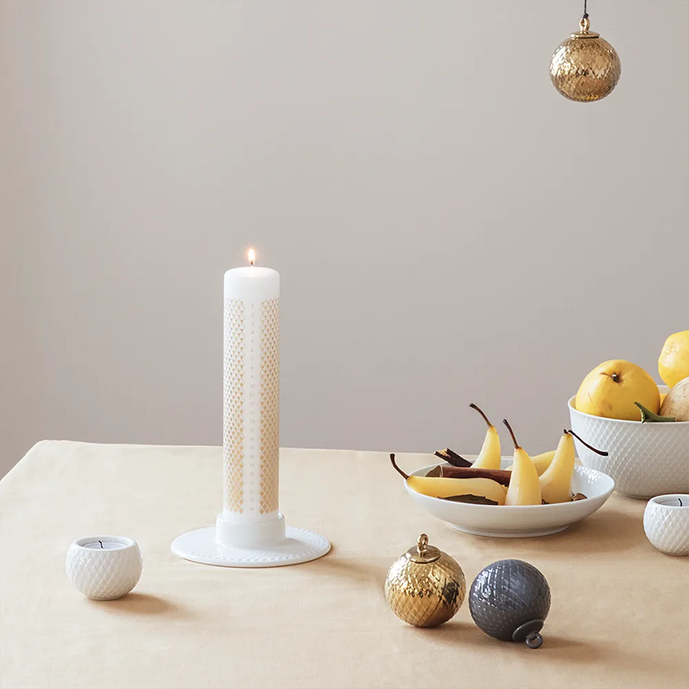 Rhombe block candle holder, White Lyngby Porcelæn