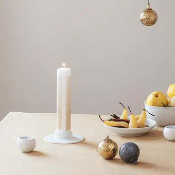 Rhombe block candle holder - White - Lyngby Porcelæn