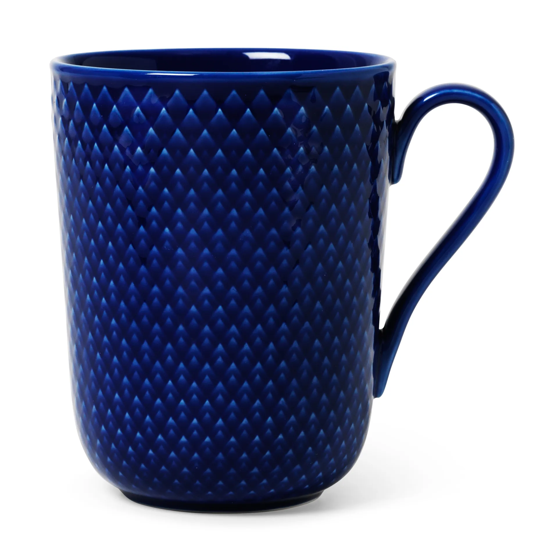 Rhombe mug with handle 33 cl, Dark blue Lyngby Porcelæn