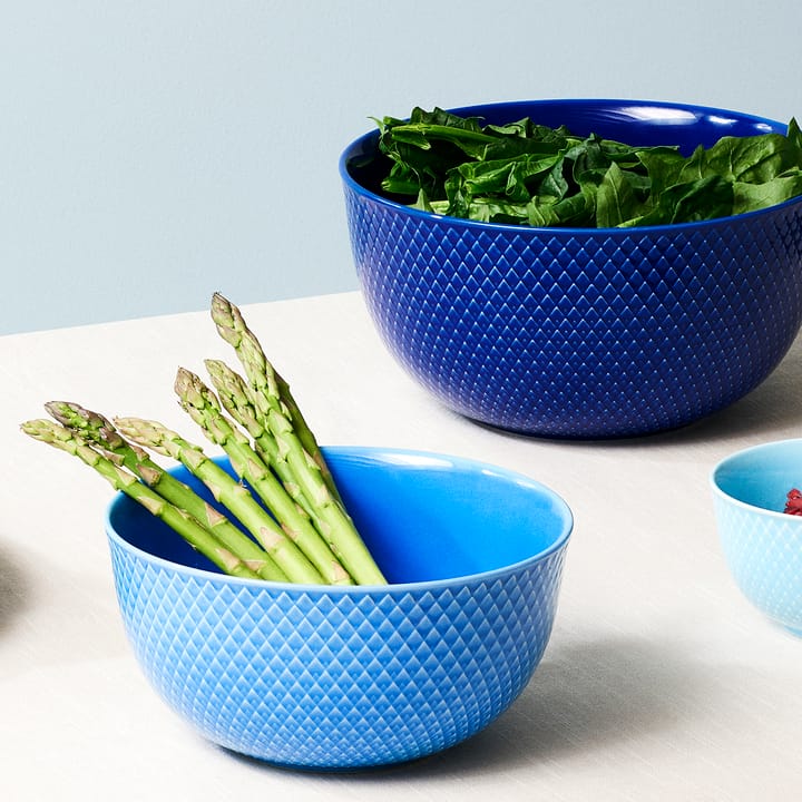 Rhombe serving bowl Ø17.5 cm, blue Lyngby Porcelæn