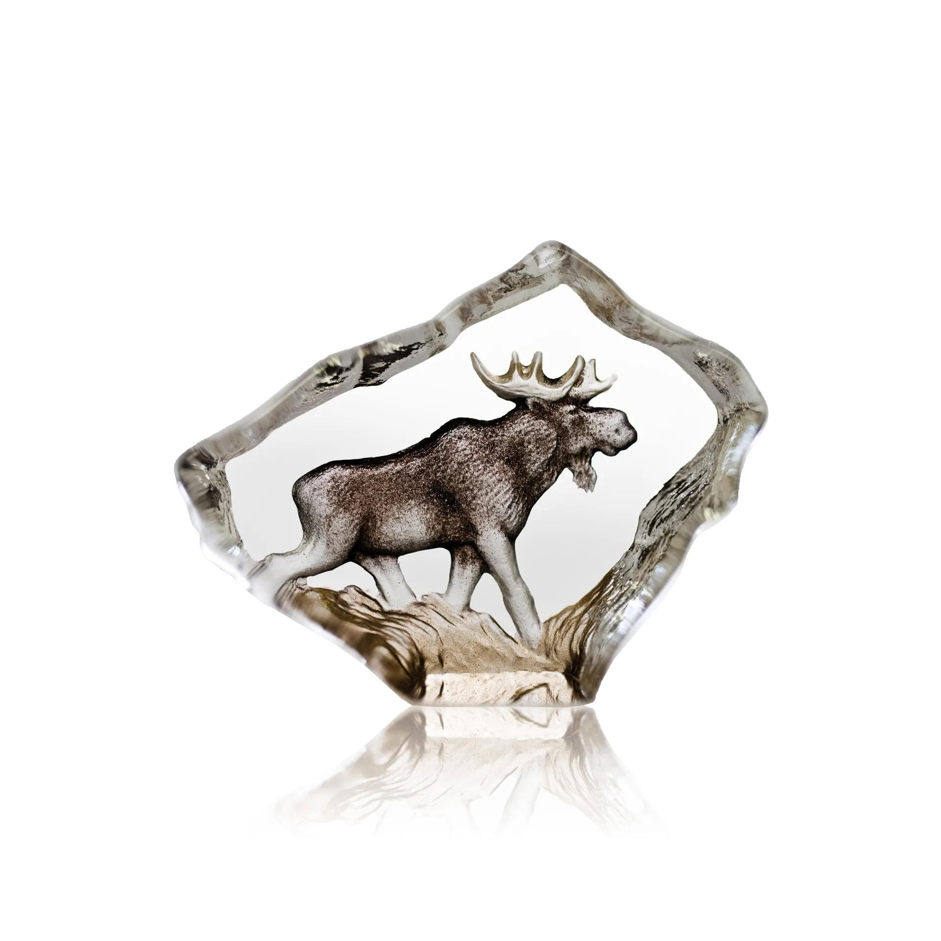 Elk glass sculpture, 7x5 cm Målerås Glasbruk