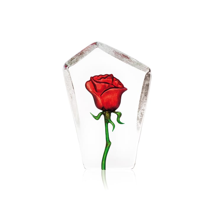 Floral Fantasy rose glass sculpture, Red Målerås Glasbruk