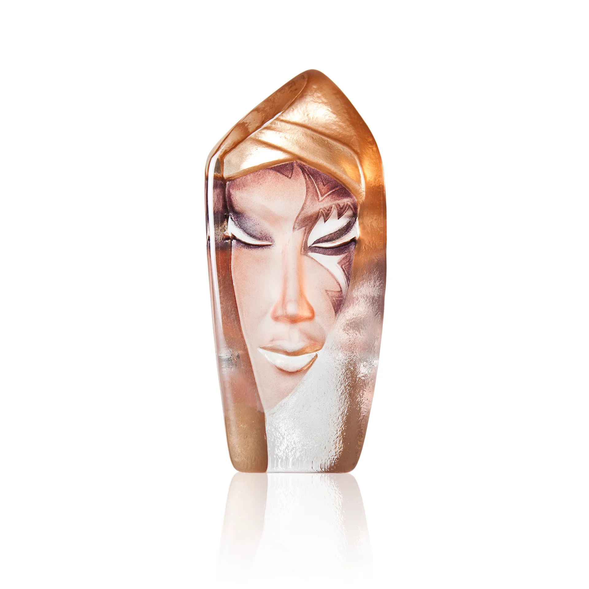 Masq Batzeba glass sculpture, Gold Målerås Glasbruk