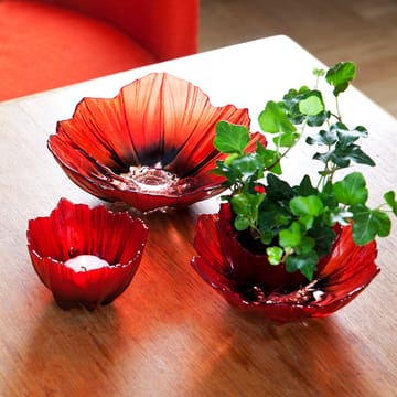 Poppy bowl large - red-black - Målerås Glasbruk