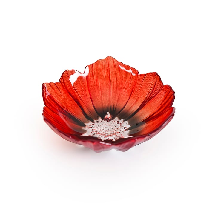 Poppy bowl small - red-black - Målerås Glasbruk