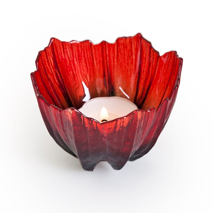 Poppy lantern, red-black Målerås Glasbruk