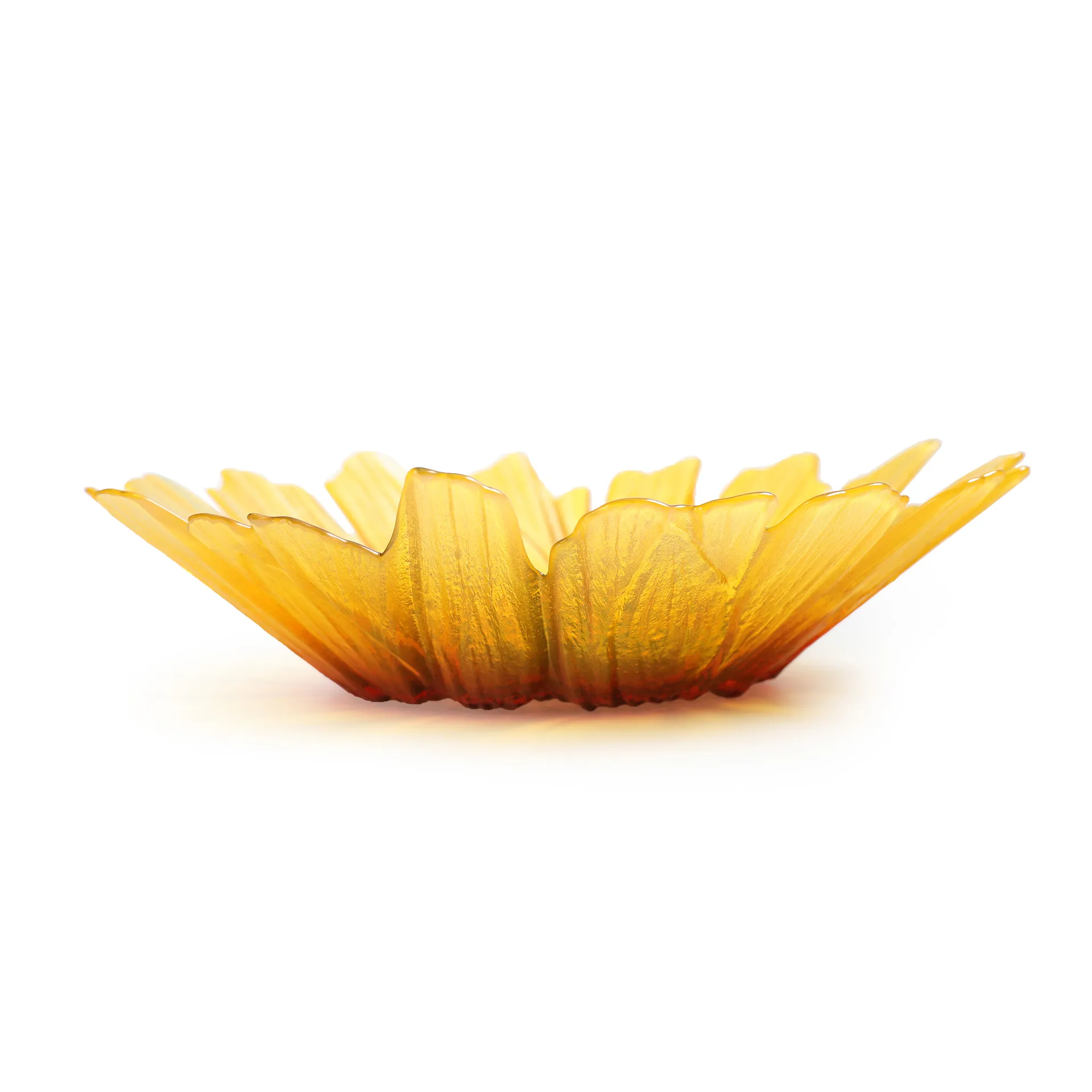 Solros glassbowl yellow, large Ø34 cm Målerås Glasbruk