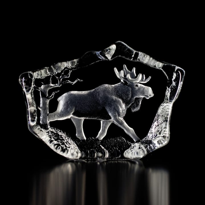 Wildlife crystal sculpture, elk Målerås Glasbruk
