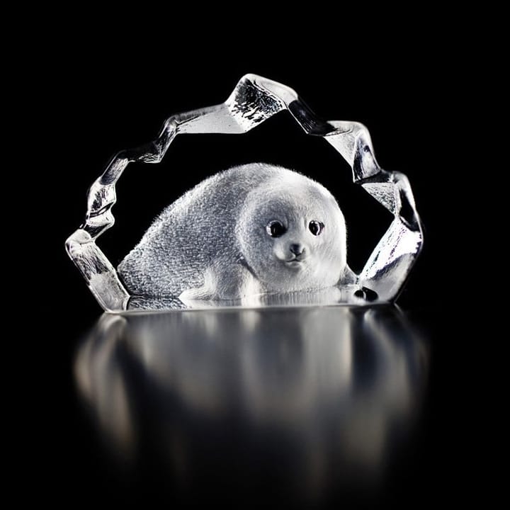 Wildlife Seal sculpture, glass Målerås Glasbruk