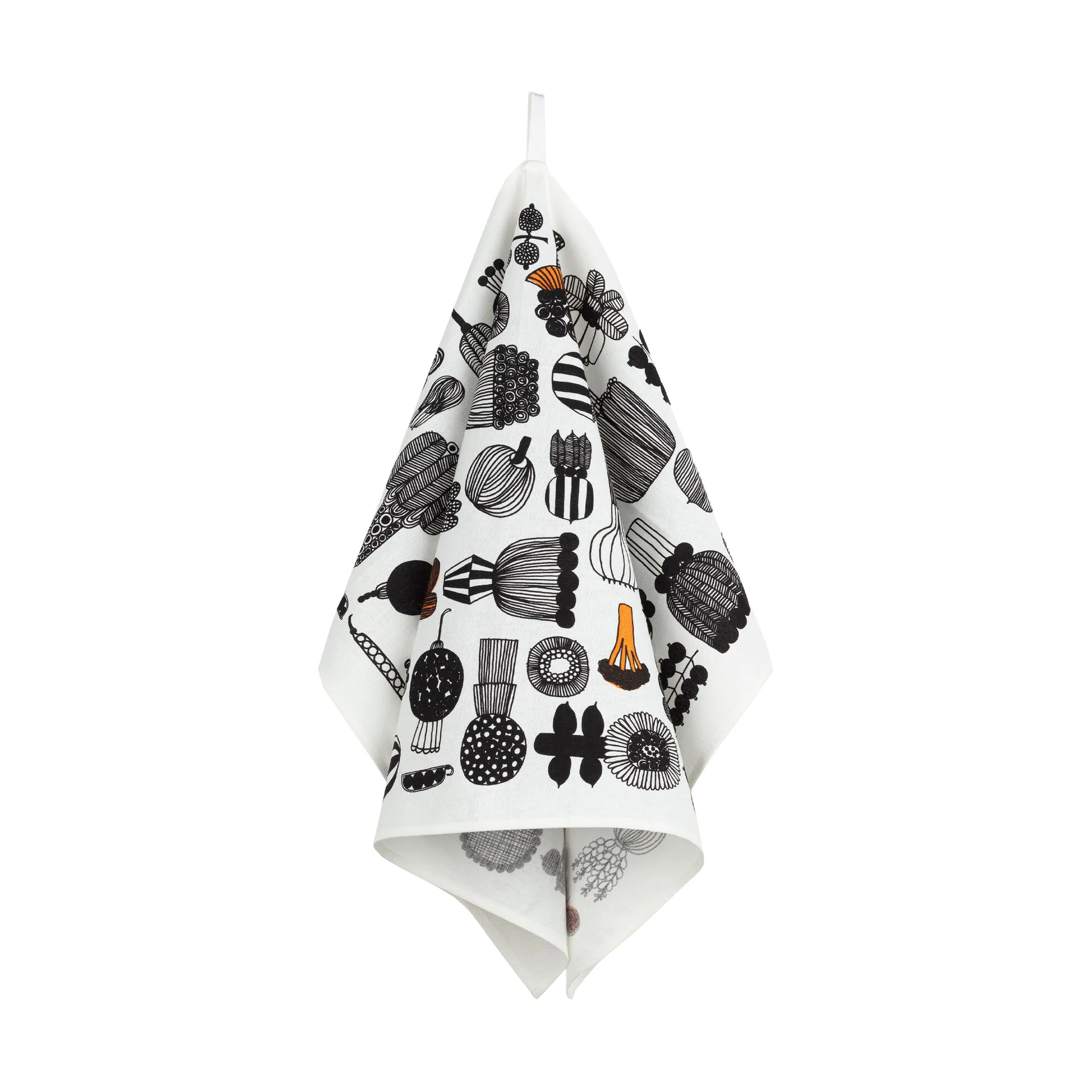 Gardener's Best kitchen towel 47x70 cm, White-black-orange Marimekko