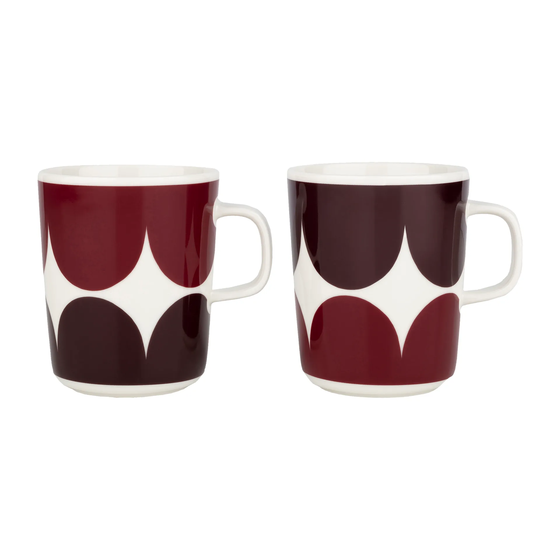Härkä mug 25 cl 2-pack, white-dark wine-dark red Marimekko