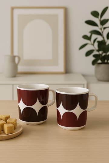 Härkä mug 25 cl 2-pack - white-dark wine-dark red - Marimekko