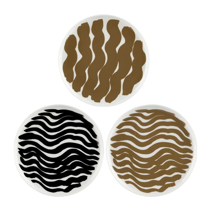 Hyräily plate 20 cm 3 pack - White-brown-black - Marimekko