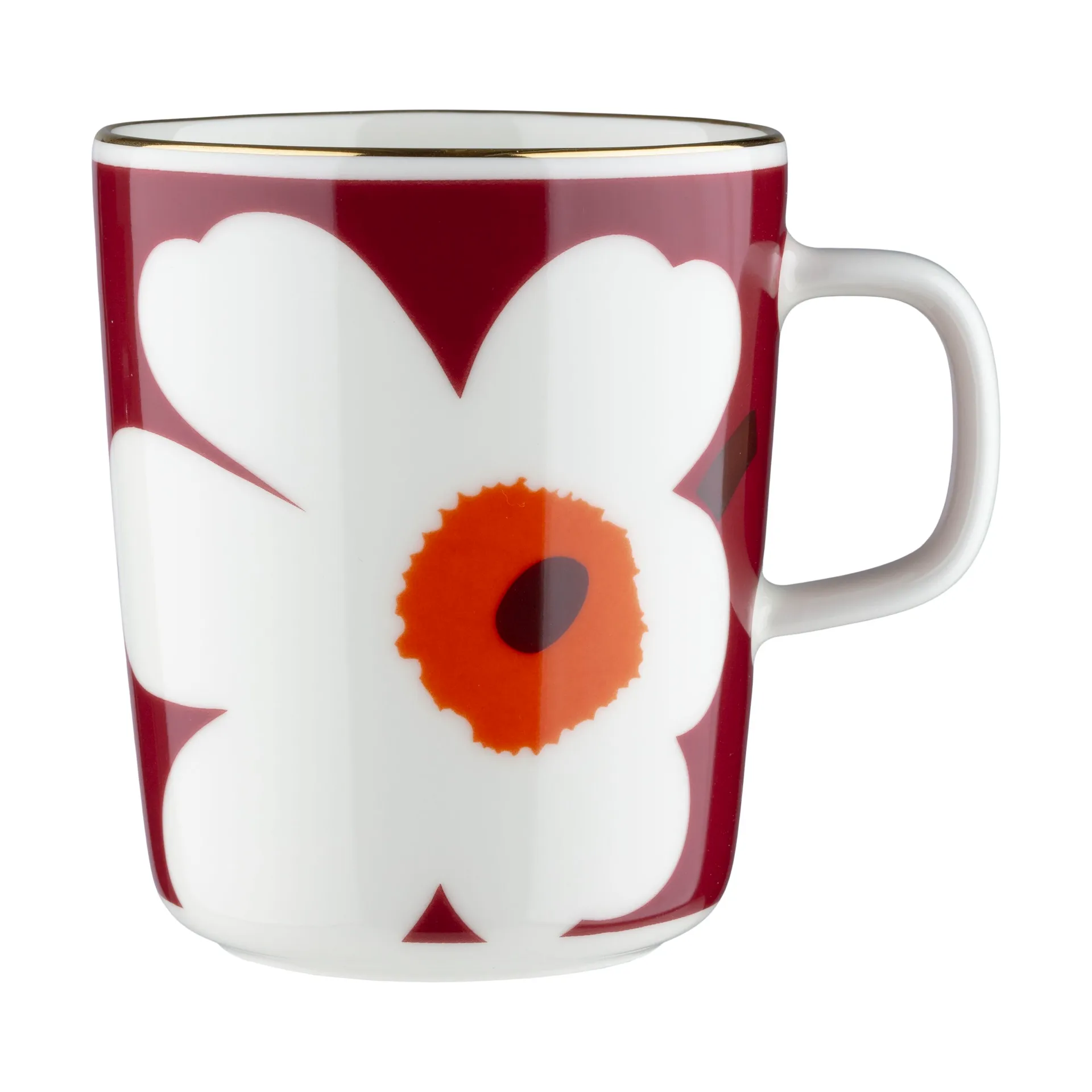 Juhla Unikko mug 25 cl 2-pack, White-burgundy-gold Marimekko