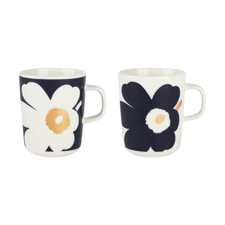 Juhla Unikko mug 25 cl 2-pack, White-dark blue-gold Marimekko