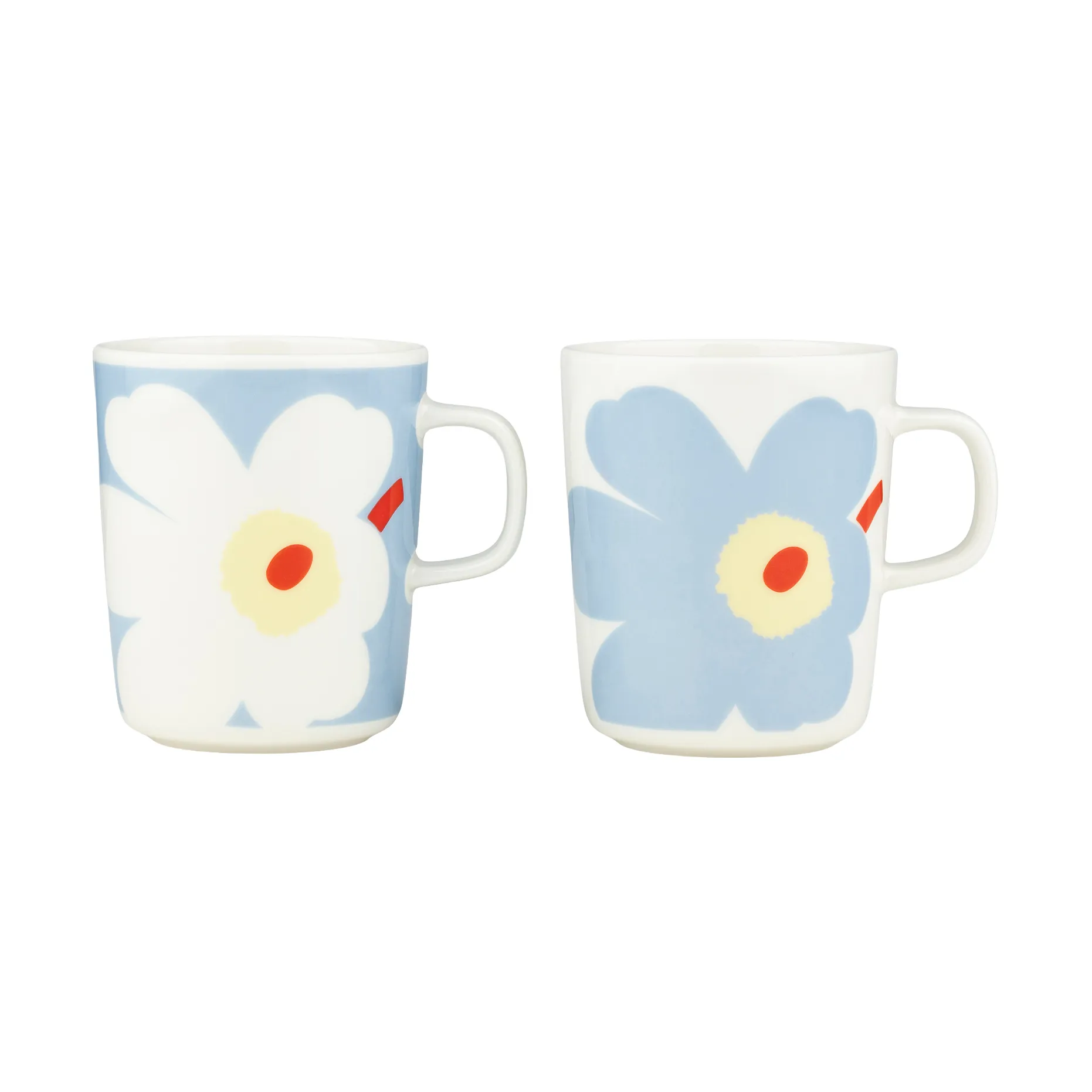 Juhla Unikko mug 25 cl 2-pack, White-light blue-sand-orange red Marimekko