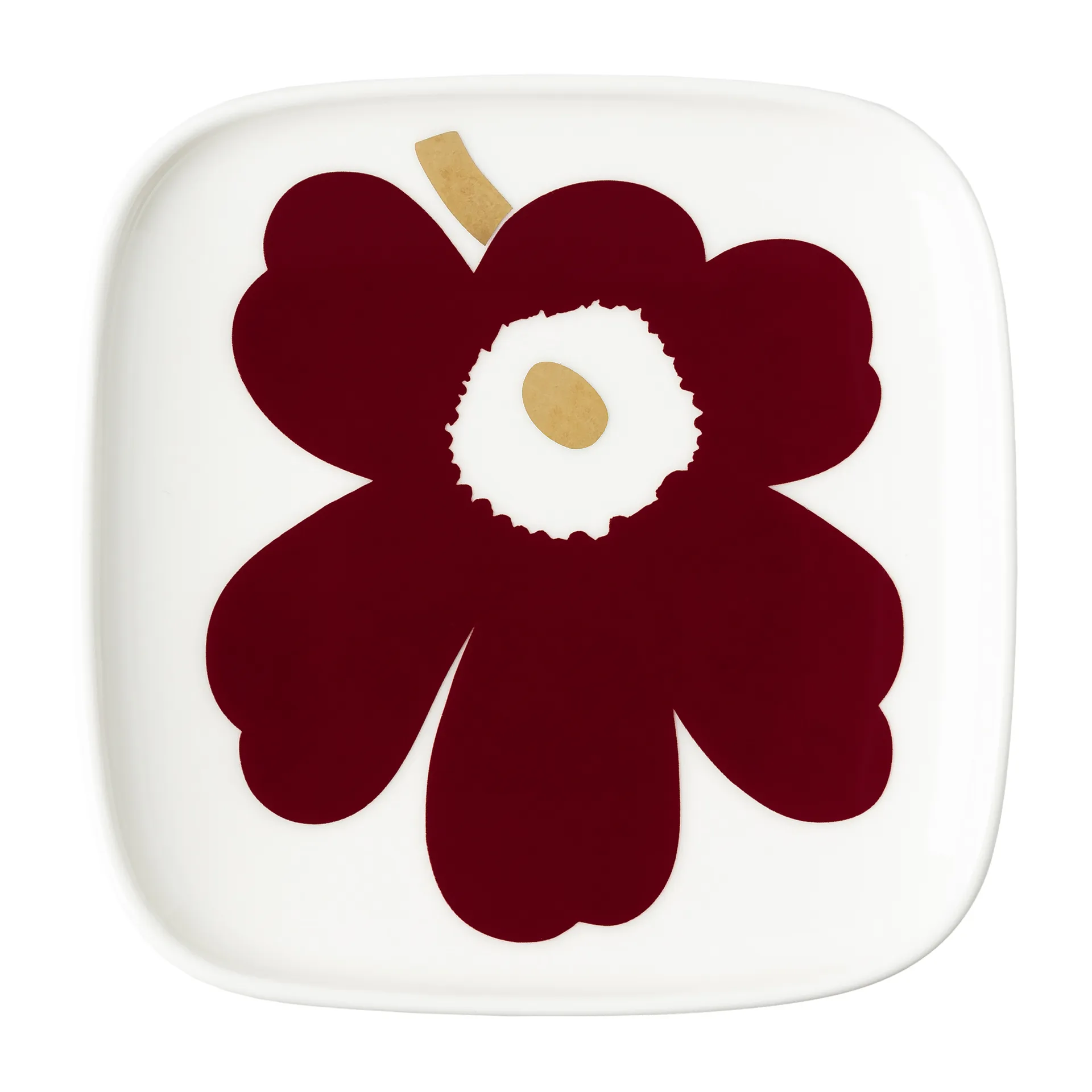 Juhla Unikko saucer 10x10 cm 2-pack, White-wine red-gold Marimekko