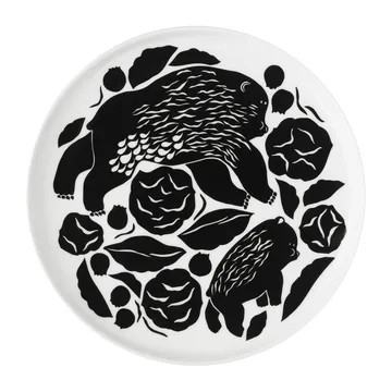 Karhuemo plate Ø20 cm - White-dark green - Marimekko