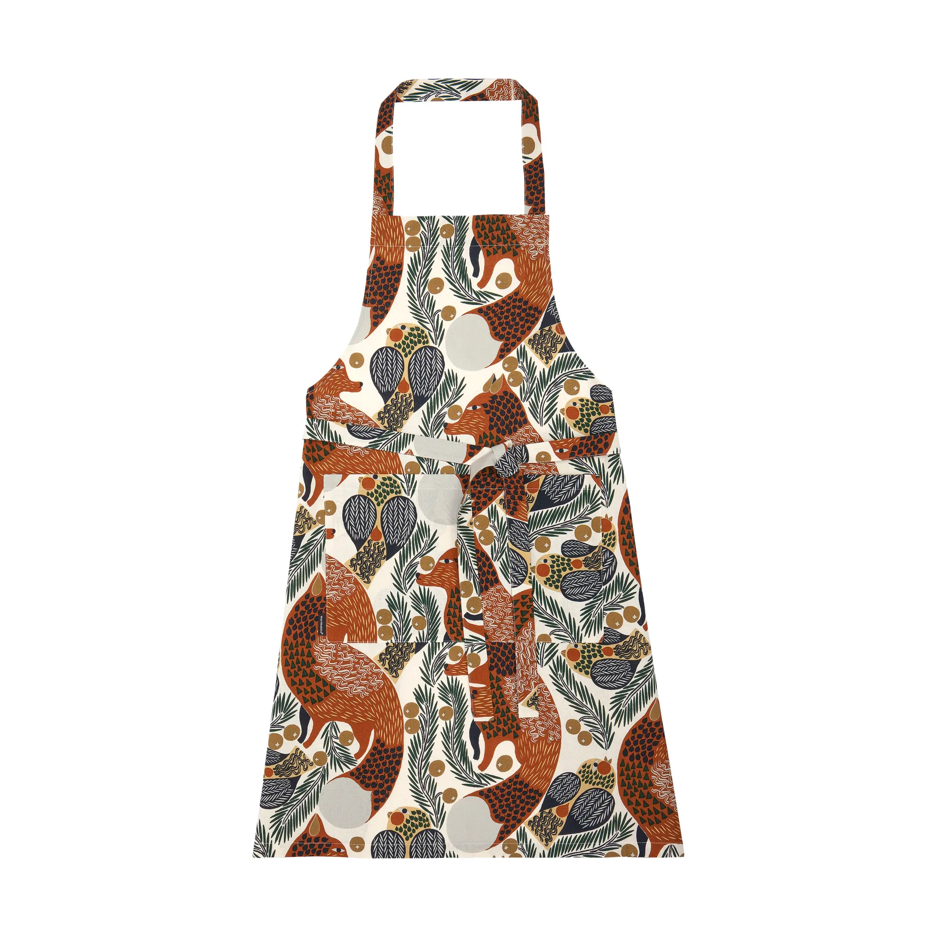 Ketunmarja apron, Cotton-brown-green Marimekko