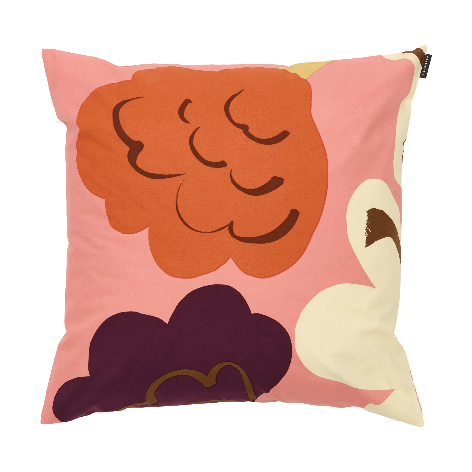 Kukasta Kukkaan cushion cover, Pink-off white-plum-terracotta, 50x50 cm Marimekko