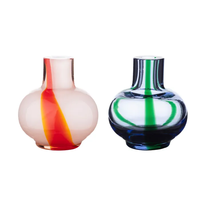 Mini vase 2 pieces - Light blue-dark green-red-white - Marimekko