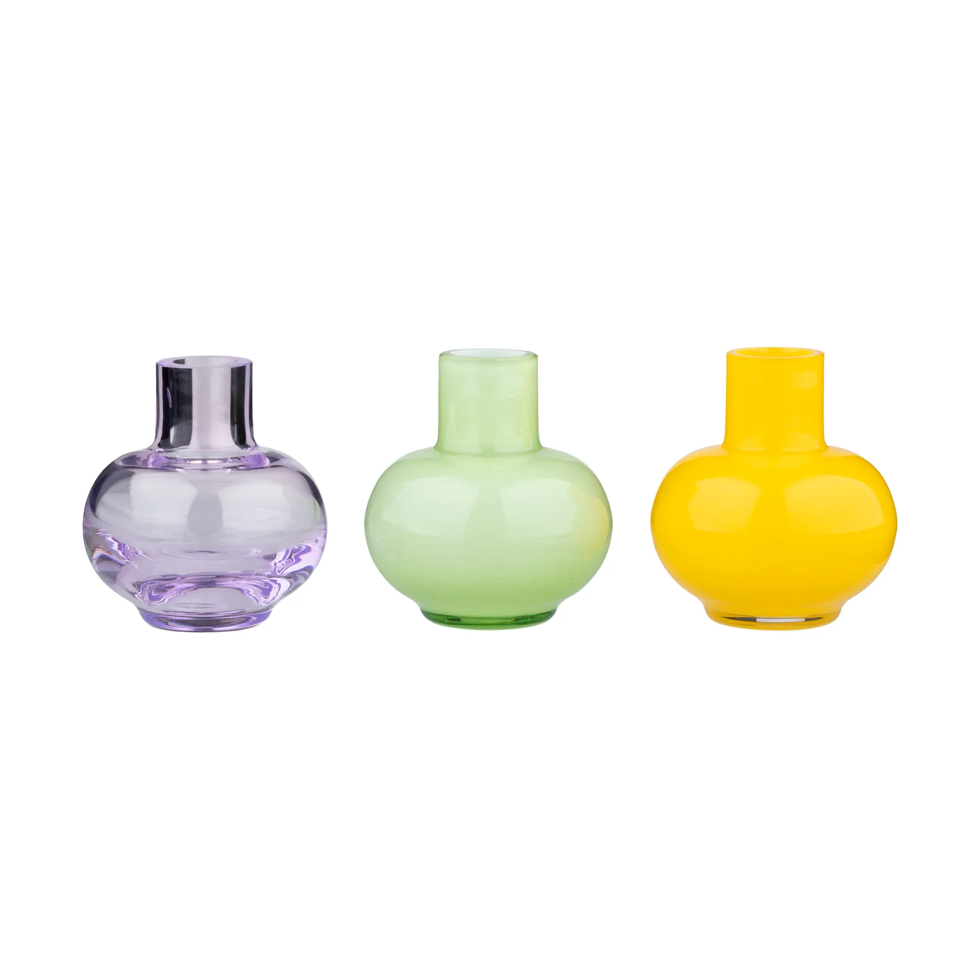 Mini vase 3 pieces, Pale green-lemon-amethyst Marimekko