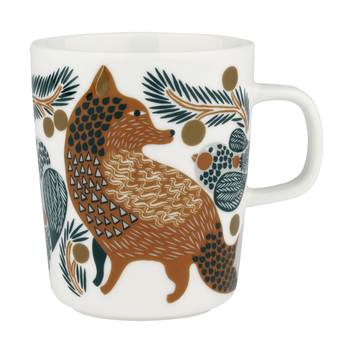 Oiva Ketunmarja mug 25 cl, White-brown-dark green Marimekko