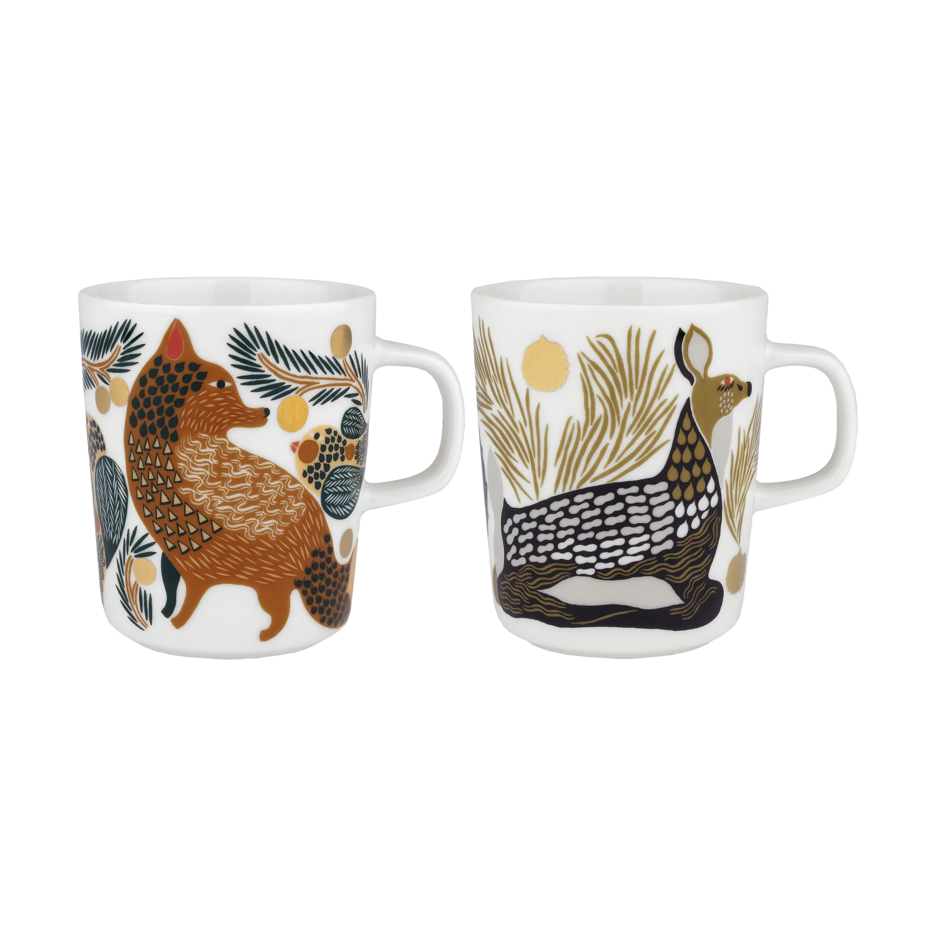 Oiva Ketunmarja & Peura mug 25 cl 2 parts, White-coal-mud-light grey Marimekko