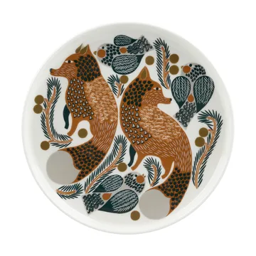 Oiva Ketunmarja plate Ø20 cm - White-brown-dark green - Marimekko