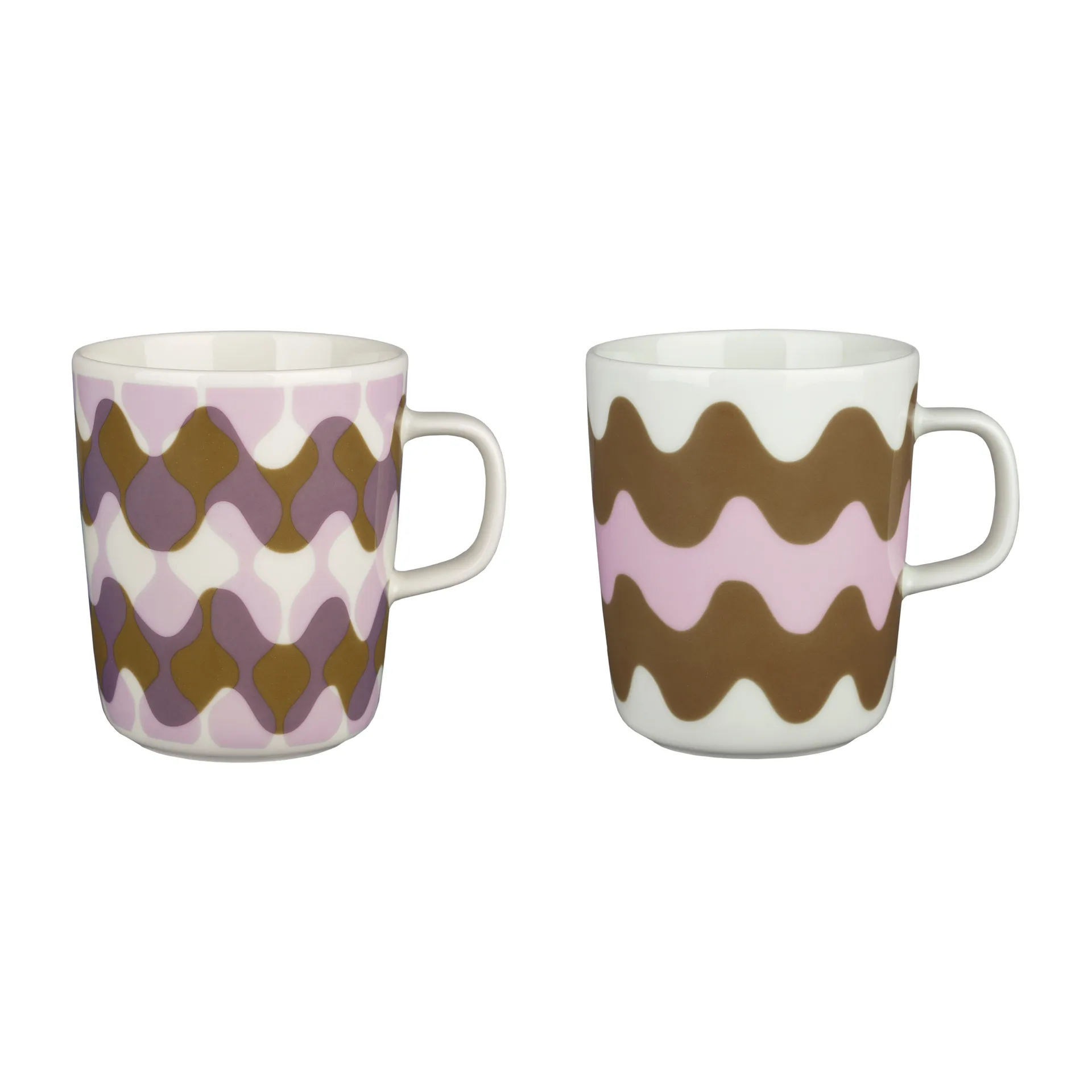 Oiva Lokki Pergola mug 25 cl 2-pack, White-pink-brown Marimekko