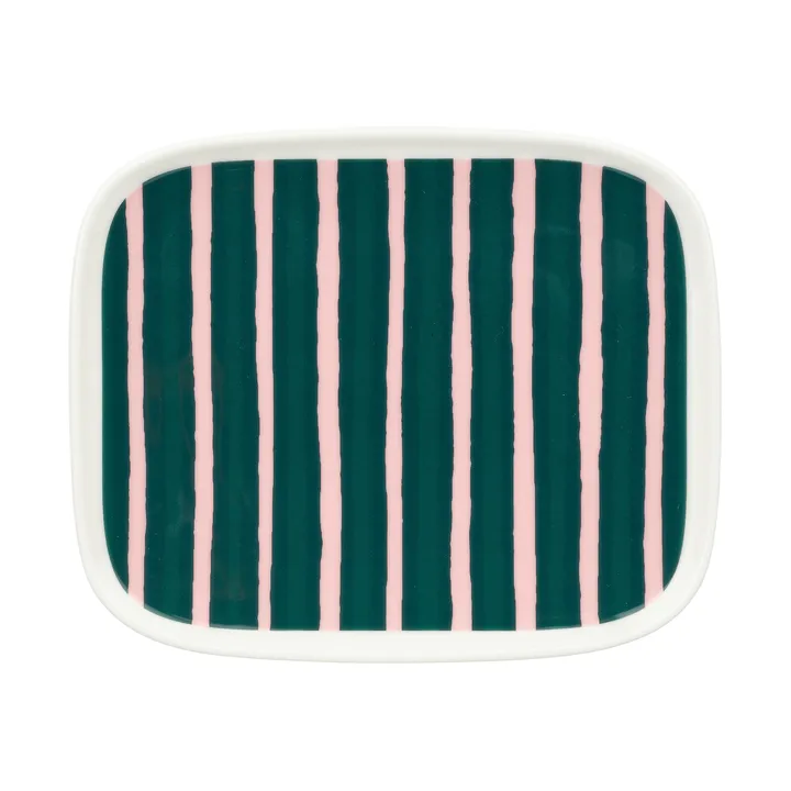 Oiva Piccolo plate 12x15 cm - Green-pink - Marimekko
