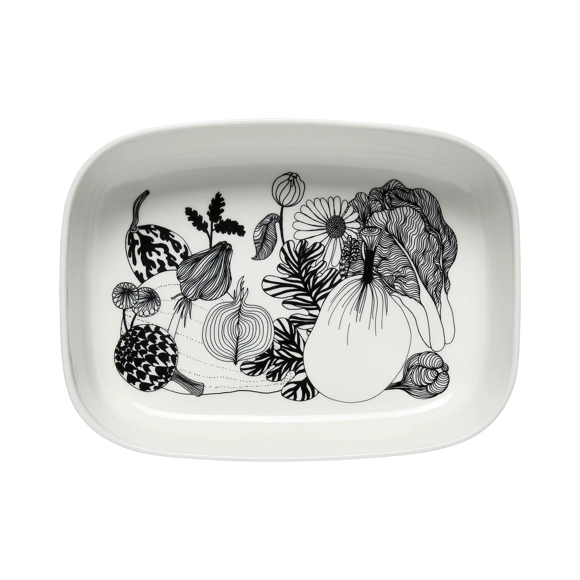 Oiva Siirtolapuutarha serving bowl, White-black Marimekko