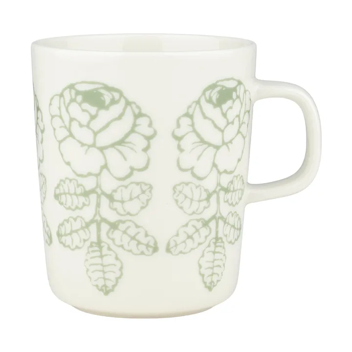 Oiva Vihkiruusu mug - White, sage, 25 cl - Marimekko