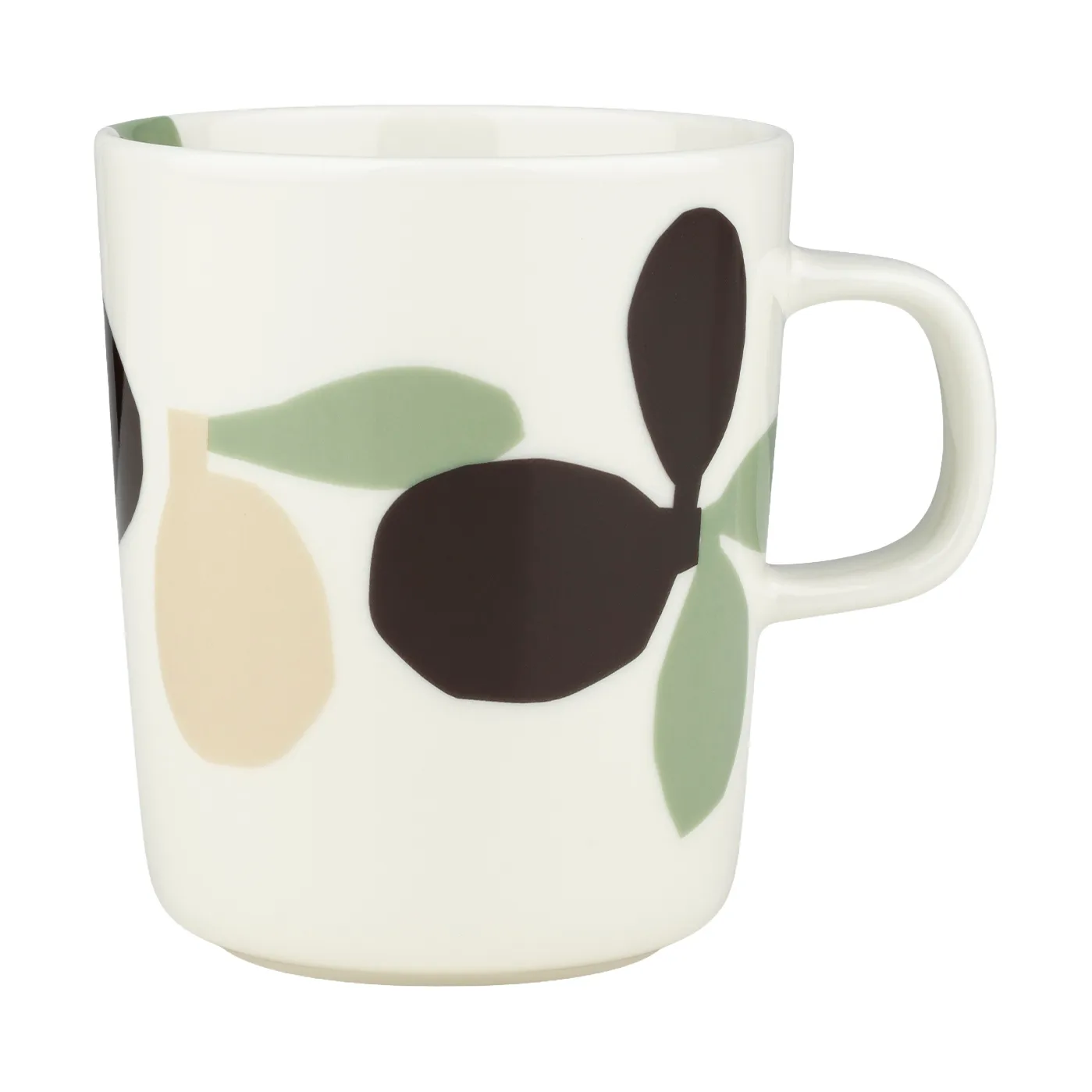 Omppo mug, White, sage, black brown, linen, 250 ml Marimekko