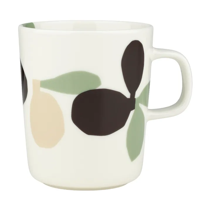Omppo mug - White, sage, black brown, linen, 250 ml - Marimekko