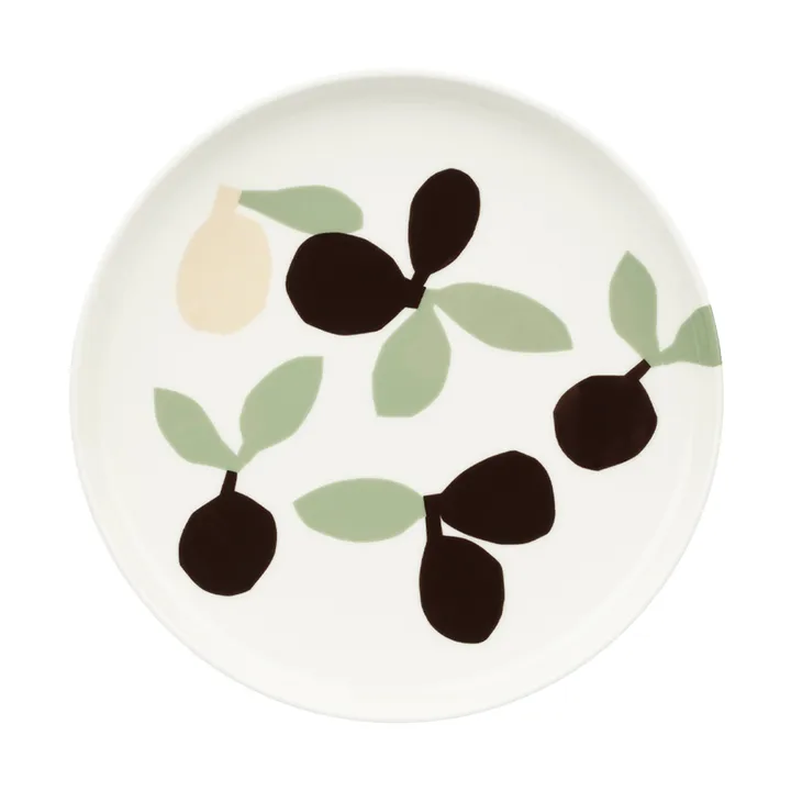 Omppo side plate - White, sage, black, brown, linen, 20 cm - Marimekko