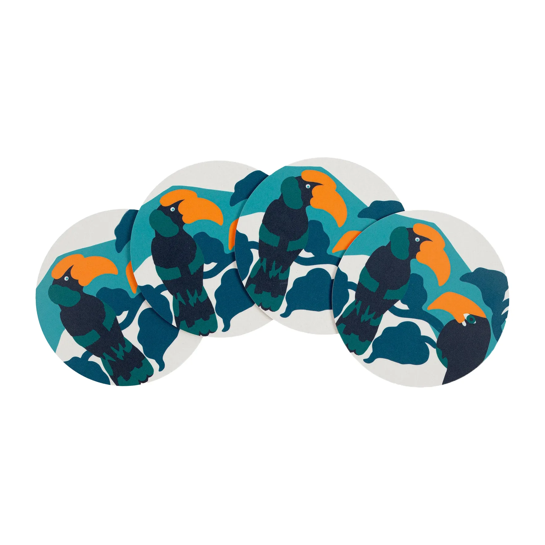 Pepe coaster 4-pack, White-turquoise-orange Marimekko