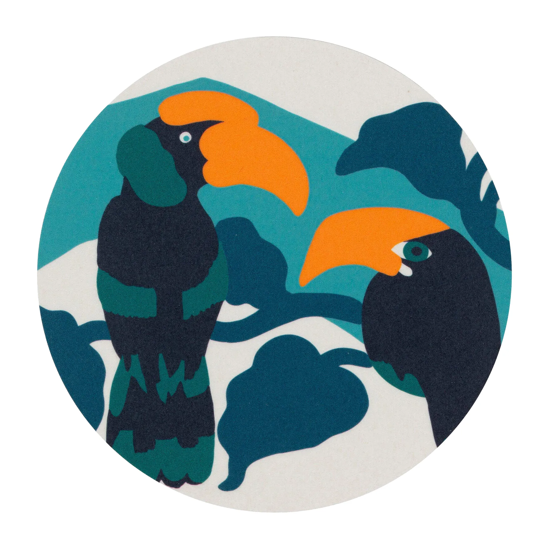 Pepe coaster 4-pack, White-turquoise-orange Marimekko