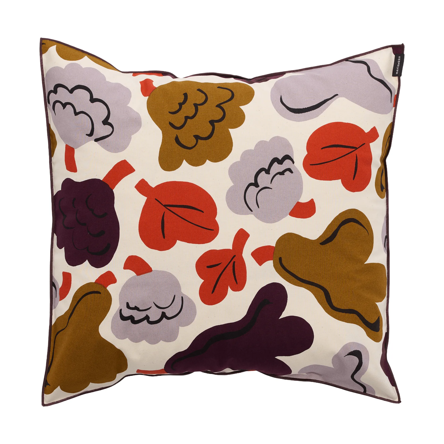 Pieni Kukasta Kukkaan cushion cover, Hay-plum-bronze-terracotta, 50x50 cm Marimekko