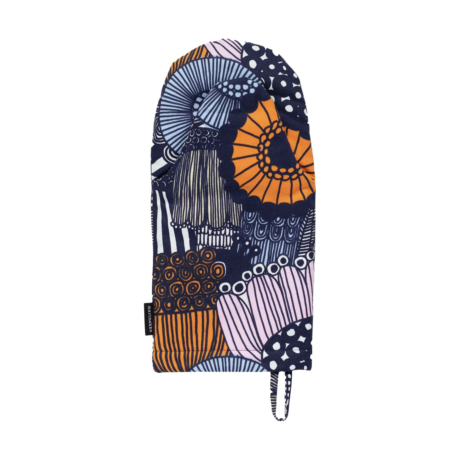 Pieni Siirtolapuutarha oven mitt, White-yellow-orange-light blue Marimekko